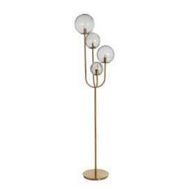 Vloerlamp 4L E14 42x20x184cm MAGDALA glas licht grijs+goud