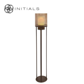 Luxe windlicht Open zuil Metallic Brown L