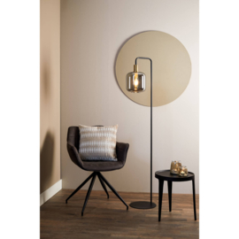 Vloerlamp 32x28x155 cm LEKAR antiek brons+smoke glas