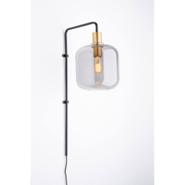 Wandlamp 32x16x57 cm LEKAR antiek brons+smoke glas
