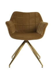 Eetkamerstoel JAIMY velvet karamel / goud