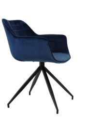 Eetkamerstoel JAIMY velvet blauw / zwart