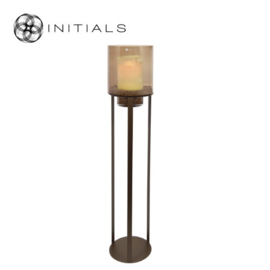 Luxe windlicht Open zuil Metallic Brown M