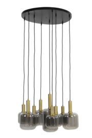 Hanglamp 9Lamps Ø83,5x79,5cm LEKAR antiek brons/smoke glass