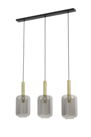 Hanglamp 3Lamps LEKAR antiek brons/smoke glass