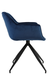 Eetkamerstoel JAIMY velvet blauw / zwart