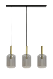 Hanglamp 3Lamps LEKAR antiek brons/smoke glass