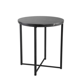 Emine Black Marble sidetable black frame round