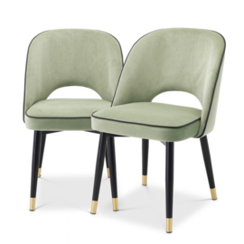 Dining Chair Cliff Savona pistache green velvet set of 2