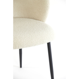 Eetkamerstoel Elyna bouclé licht beige - mat zwart