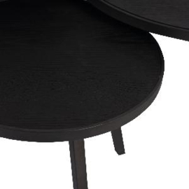 Ohara Black veneer coffeetable oval metal frame s/3