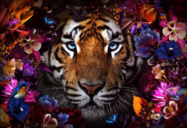 Tiger with flowers