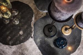 Khine Marble Black sidetable iron frame s/3