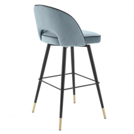 Bar Stool Cliff Savona blue velvet set of 2
