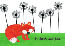 Wenskaart "Ik denk aan jou" Vos