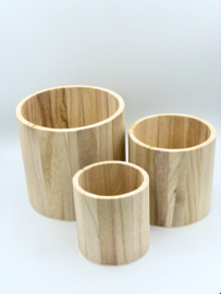 Set blanco bloempotten hout