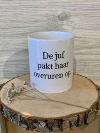 Keramieken tas "Overuren juf"