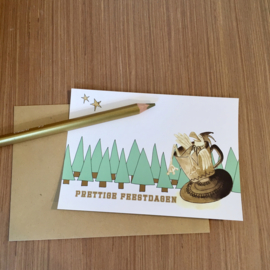 Kerstkaart Vogel in tas