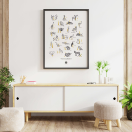 Poster Dierenalfabet met goudfolie