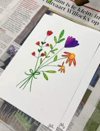Wenskaarten met ecoline en acrylinkt 10 juli 2025