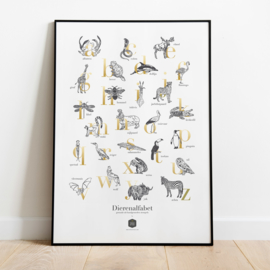 Poster Dierenalfabet met goudfolie