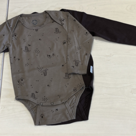 Mikk - Line wool bamboe romper 2-pack voor jongen of meisje van 12 maanden met maat 80
