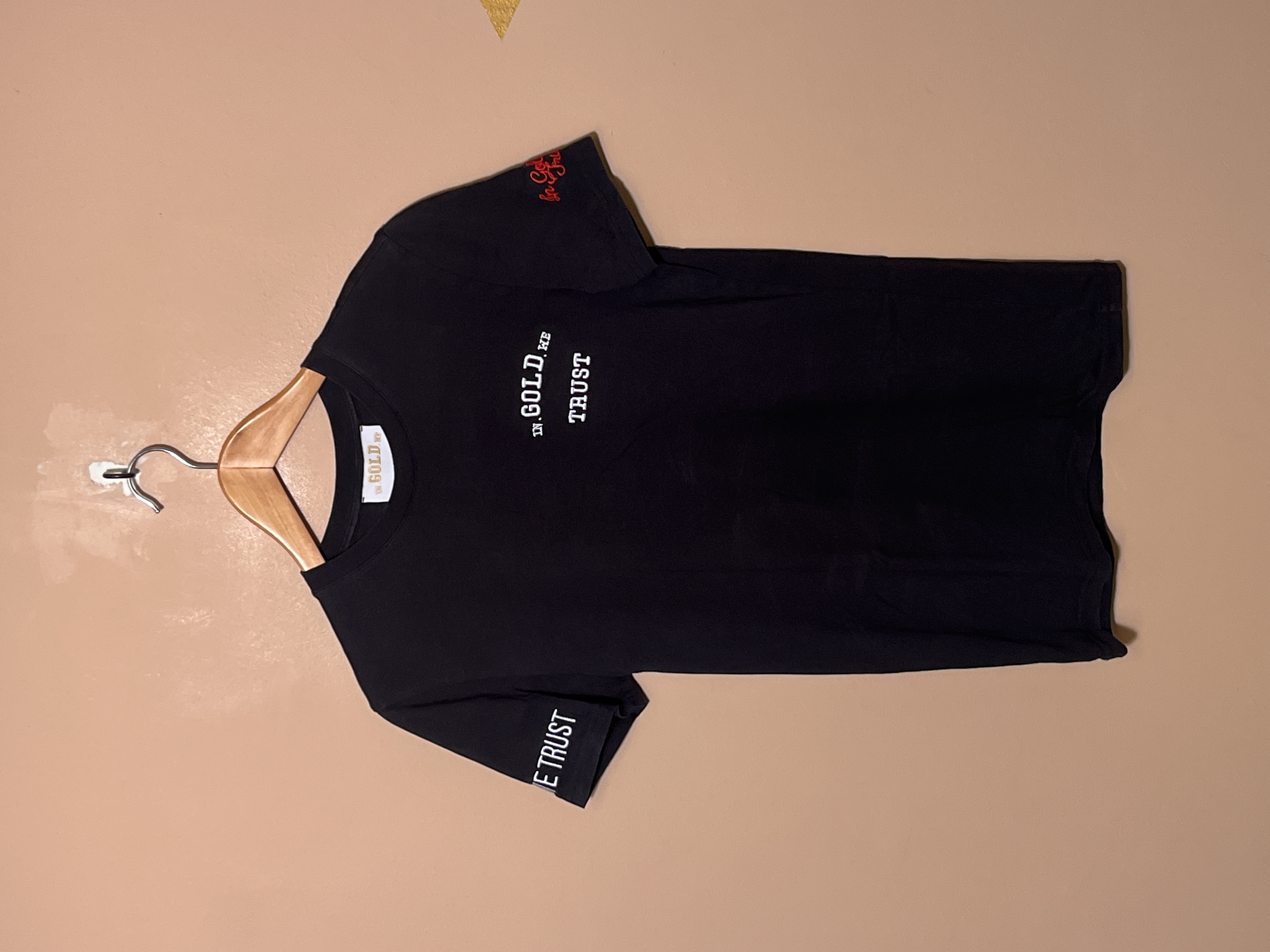 In Gold We Trust t-shirt voor jongen of meisje van 14 / 16 jaar met maat 164 / 176