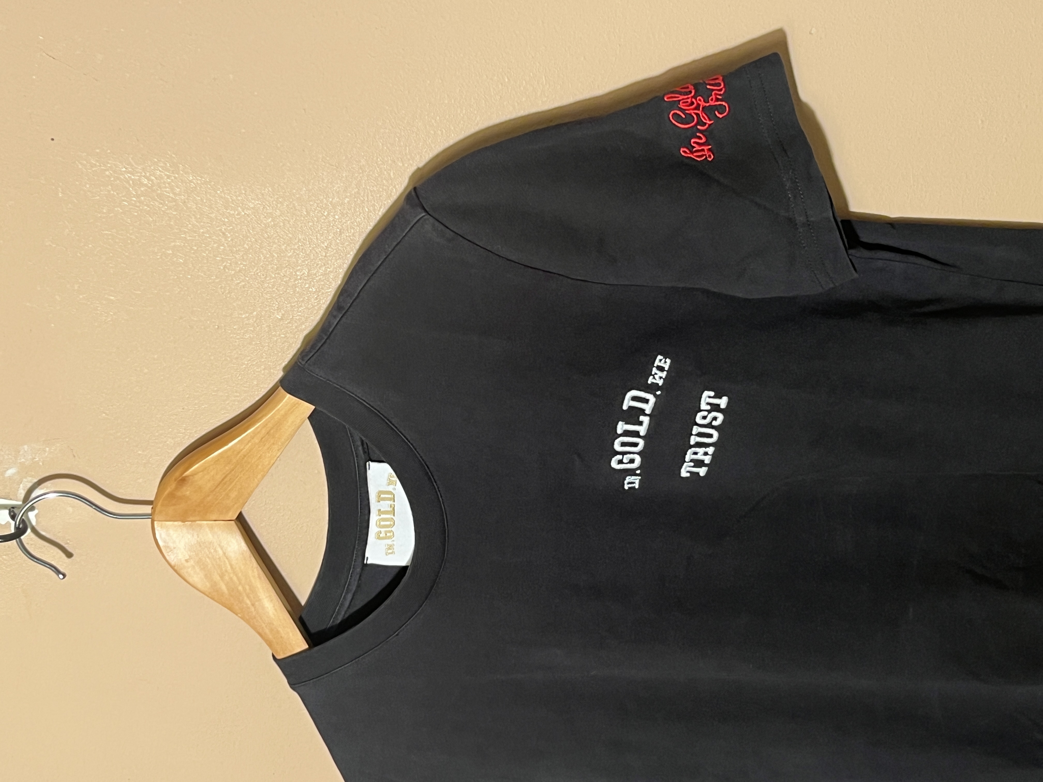 In Gold We Trust t-shirt voor jongen of meisje van 14 / 16 jaar met maat 164 / 176