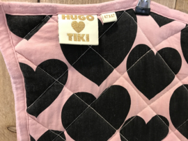 Hugo Loves Tiki plaid / boxkleed roze met zwarte harten