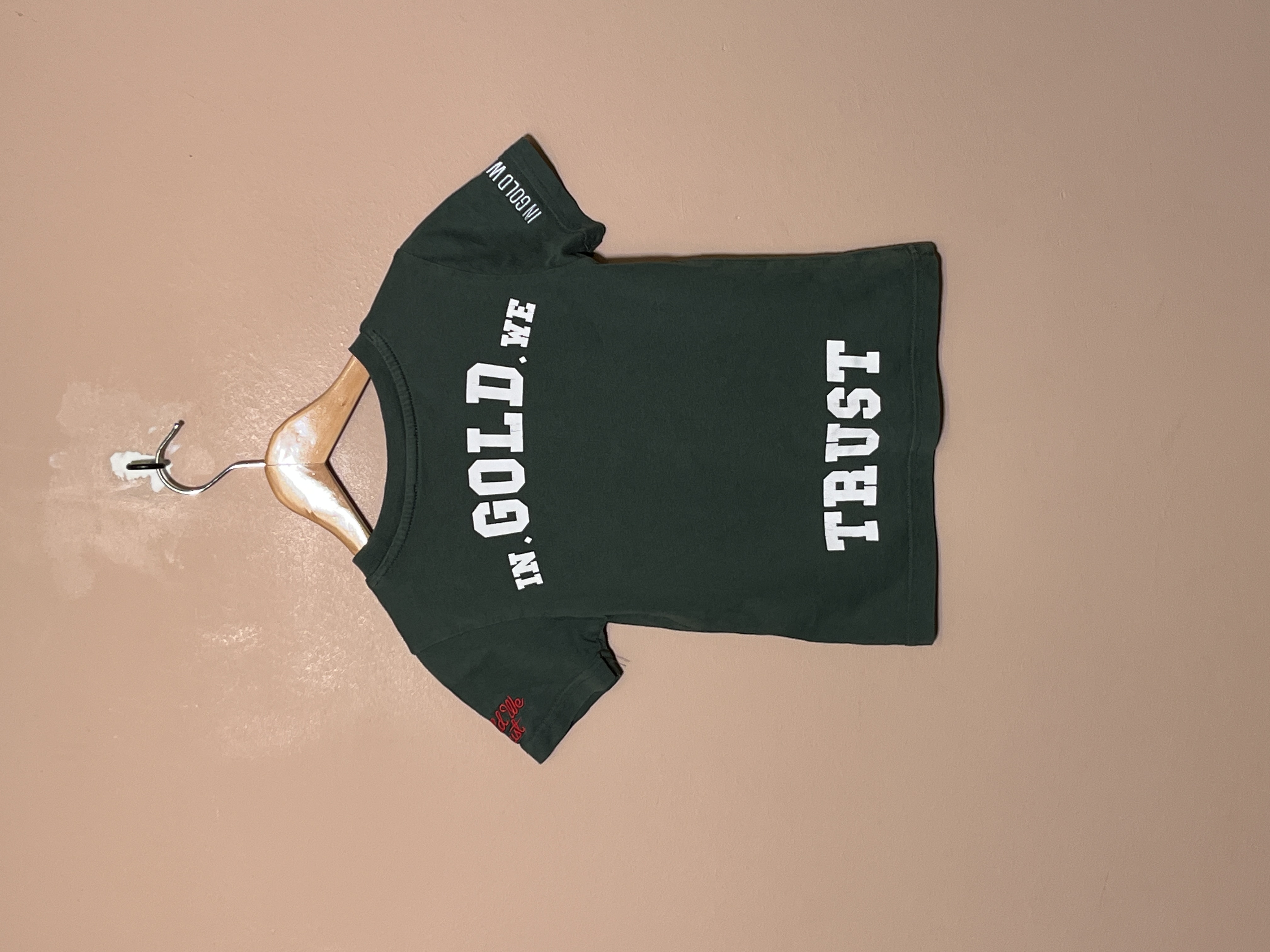 In Gold We Trust t-shirt voor jongen of meisje van 8 jaar met maat 128