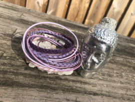 Leren wraparmband Purple