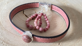 Rhodoniet armband met oorbellen