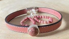 Rhodoniet armband met oorbellen