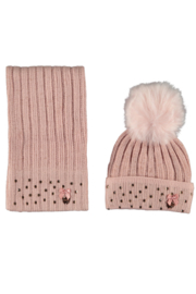 Le Chic knitted hat & scarf pink