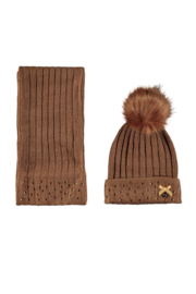 Le Chic knitted hat & scarf gold