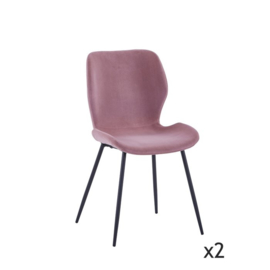 SET VAN 2 ROZE FLUWELEN STOELEN