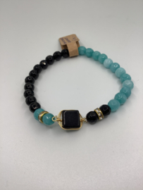 Amazonite with Onyx facet cut and onyx connector