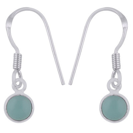 Aqua Chalcedoon Oorhangers met cab