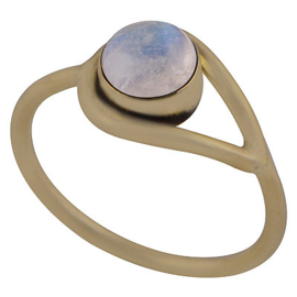 Maansteen  in brass ring maat 18