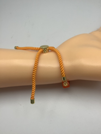 Agaat met nylon verstelbaar armband brass