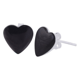 Onyx hartjes studs