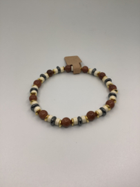 Heishi bead with Howlite and Goldstone