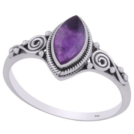 Amethyst  marquise stone in bezel setting size