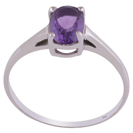Amethyst Faceted  In prong setting oval size 7/5