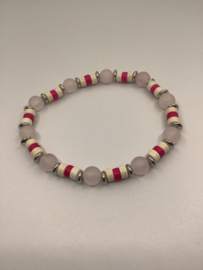 Heishi bead with Howlite and Fosted Rosequartz