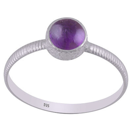Amethyst  round  and in bezel setting size 9