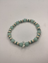 Heishi bead with Howlite Amazonite and sweet silver color Butterfly