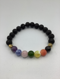 Chakra with lava 18 Cm 8 mm beads