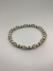 Heishi bead with Howlite and Frosted Agate