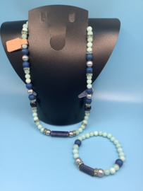 Set Lapiz lazuli met Agaat Amazoniet en zeeschelp
